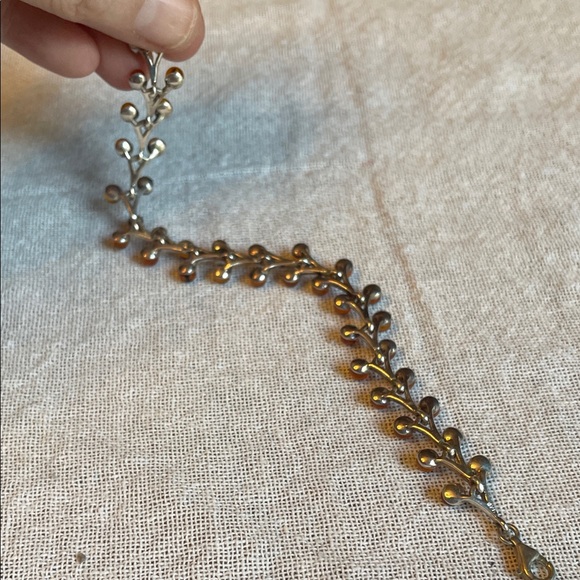 Vintage Old Pawn .925 Sterling Silver and Baltic Amber Organic Floral Bracelet - Picture 6 of 10